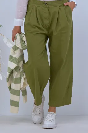 7/8 Jeans mit Bundfalten, khaki