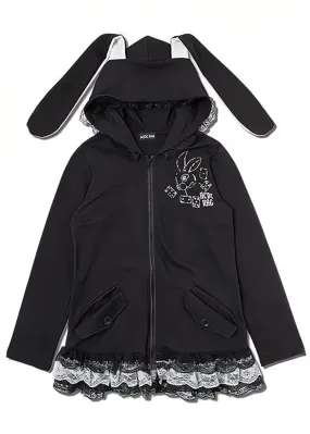 Alice Gothic Rabbit Ears Zip Up Hoodie