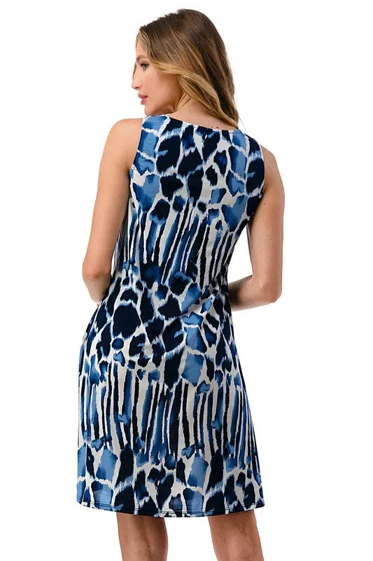 Ariella Printed Big Zipper Tank Dress