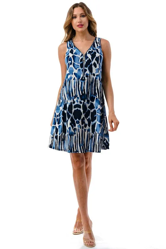 Ariella Printed Big Zipper Tank Dress