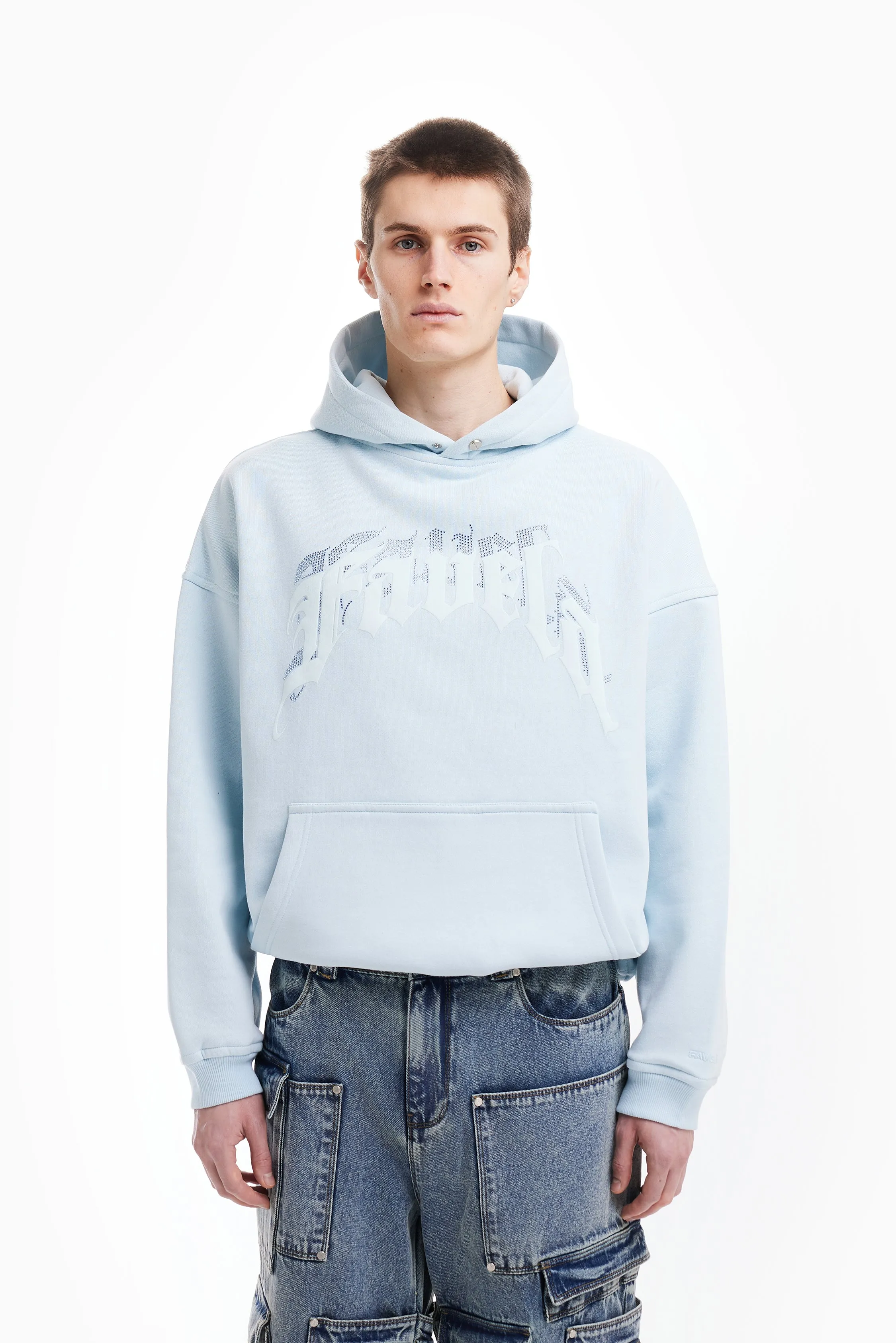 AVES RHINESTONE ICE WATER SNAP BUTTON HOODIE