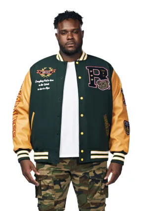 Big And Tall Teddy Varsity Jacket - Green