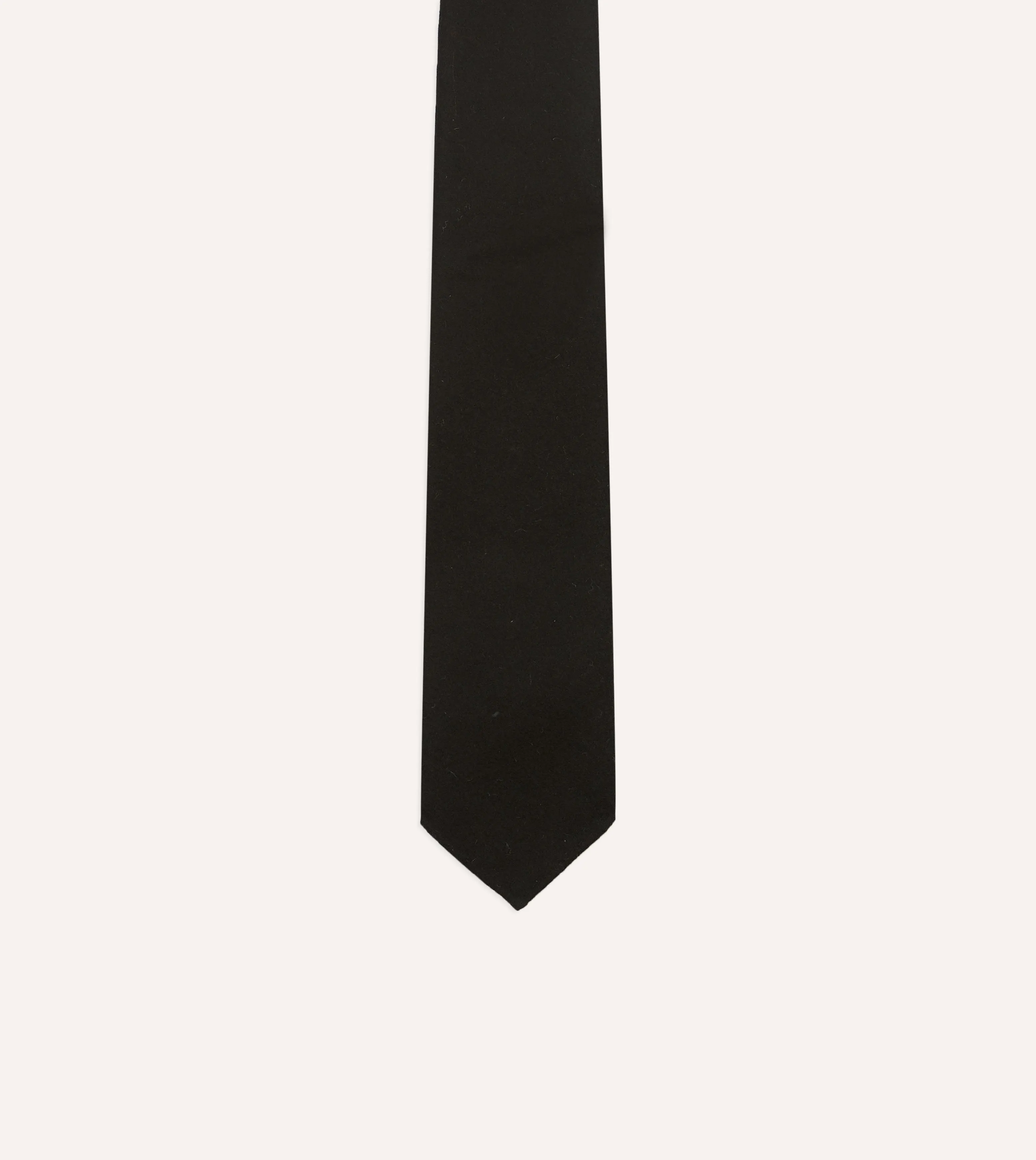 Black Super Fine Merino Wool Self Tipped Tie