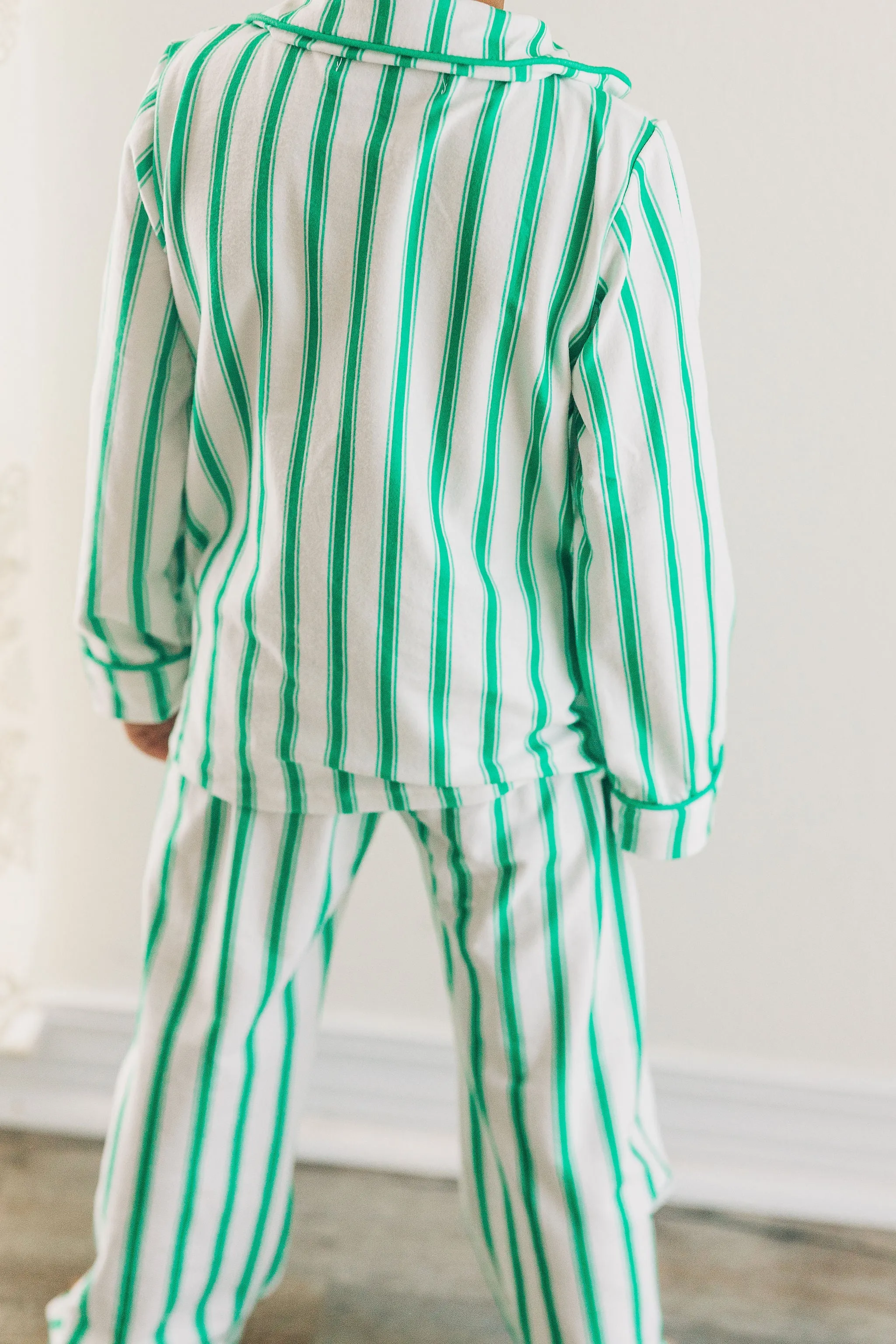 Button Down PJs - Green Pinstripe