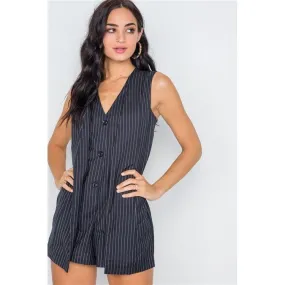 Button Down Sleeveless Romper