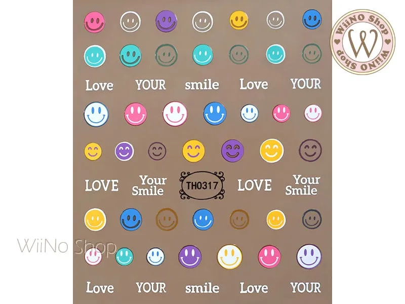 Colorful Smiley Face Adhesive Nail Art Sticker - 1 pc (TH-0317)