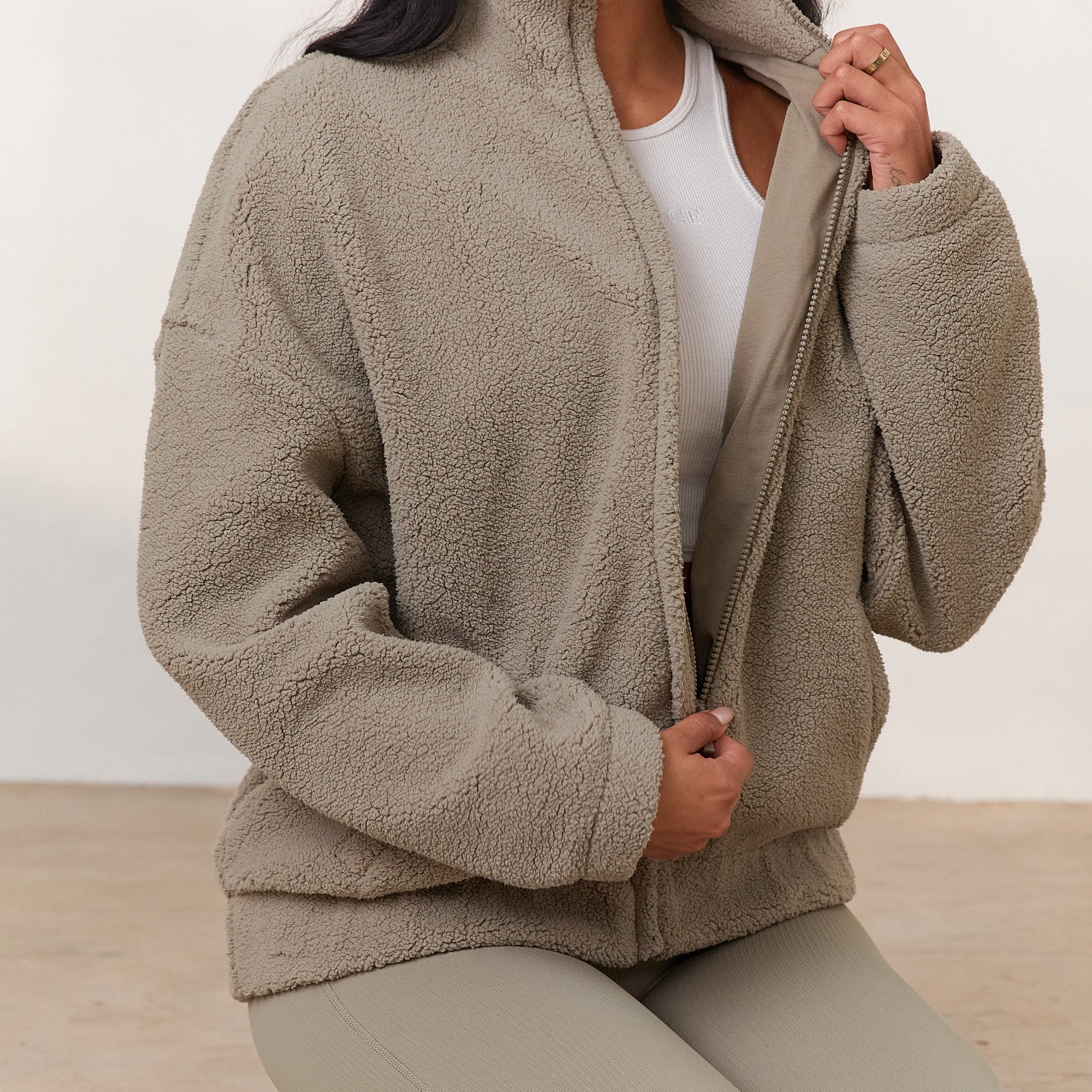 Cosy Zip-Up Fleece Jacket - Oat