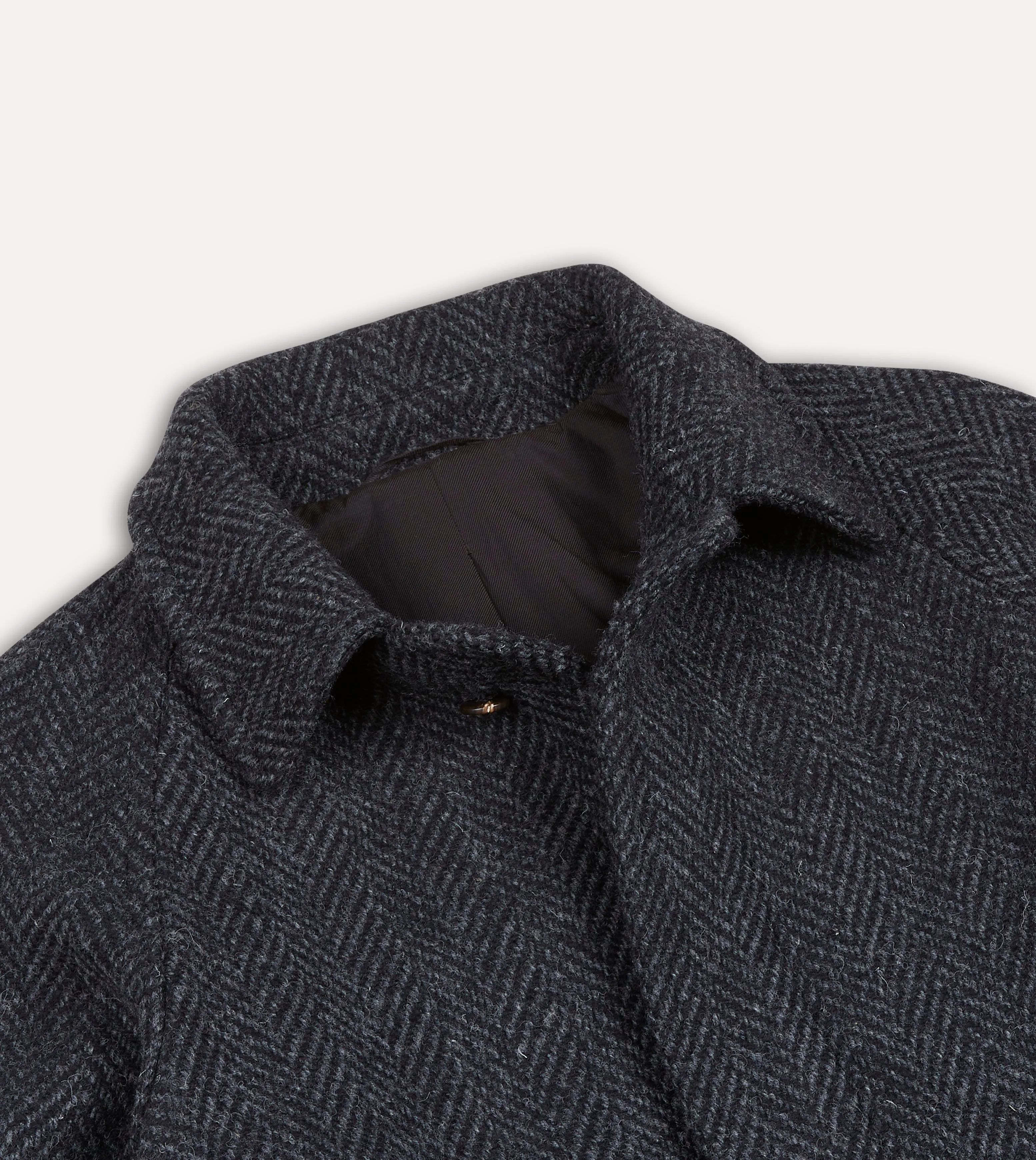 Stylish Dark Grey Wool Herringbone Raglan Coat