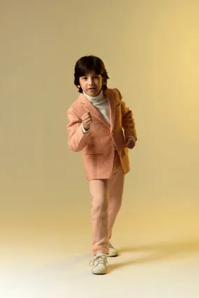 Dilly Glare- Light Salmon Cotton Slub Blazer For Boys