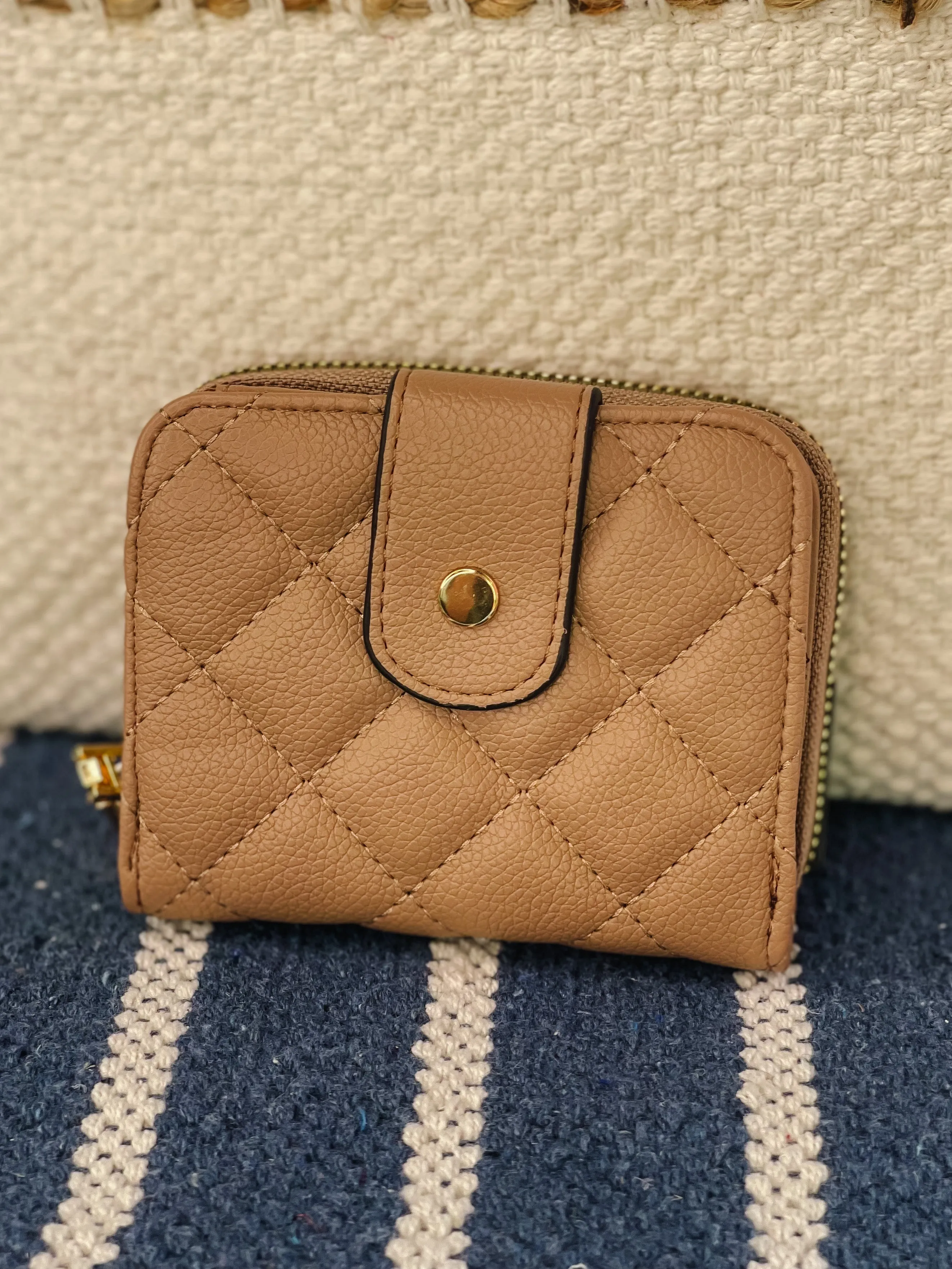 Ellie Quilted Button Zipper Wallet