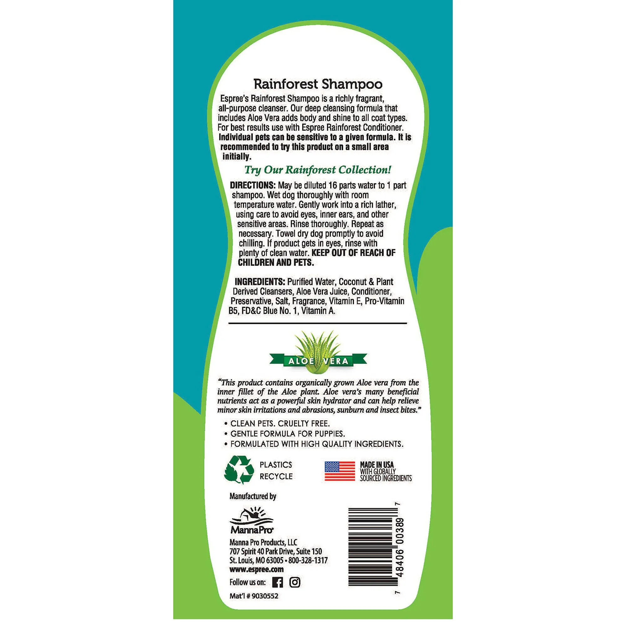 Espree Rainforest Shampoo For Dogs & Cats 20 Ounce