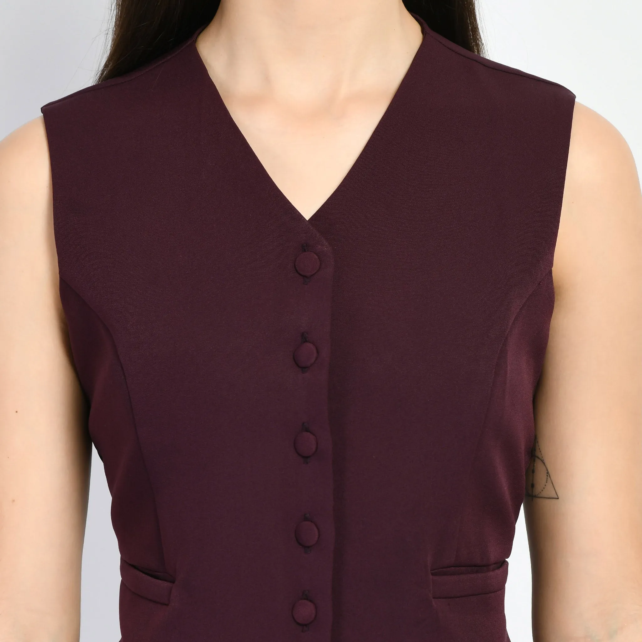 Exude Mysticism Waist-coat Top (Wine)