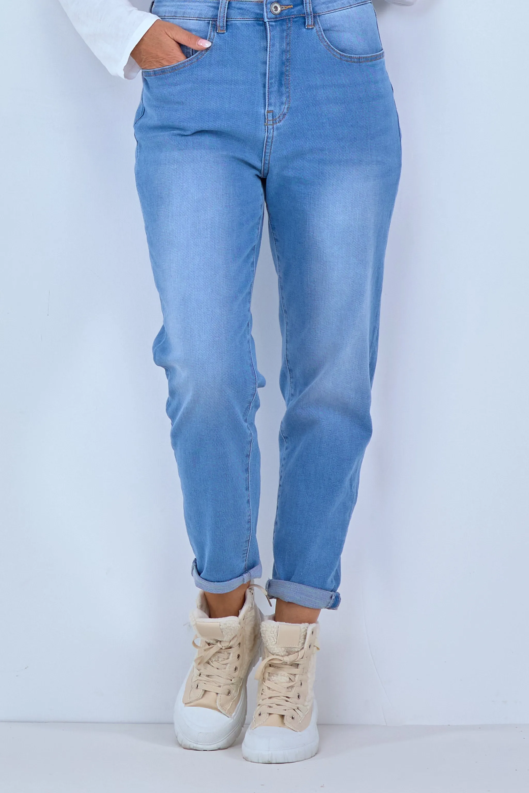 Five-Pocket Jeans, hellblau