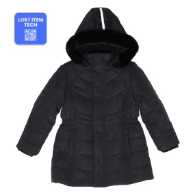 Girls Black Reflective Hooded Parka