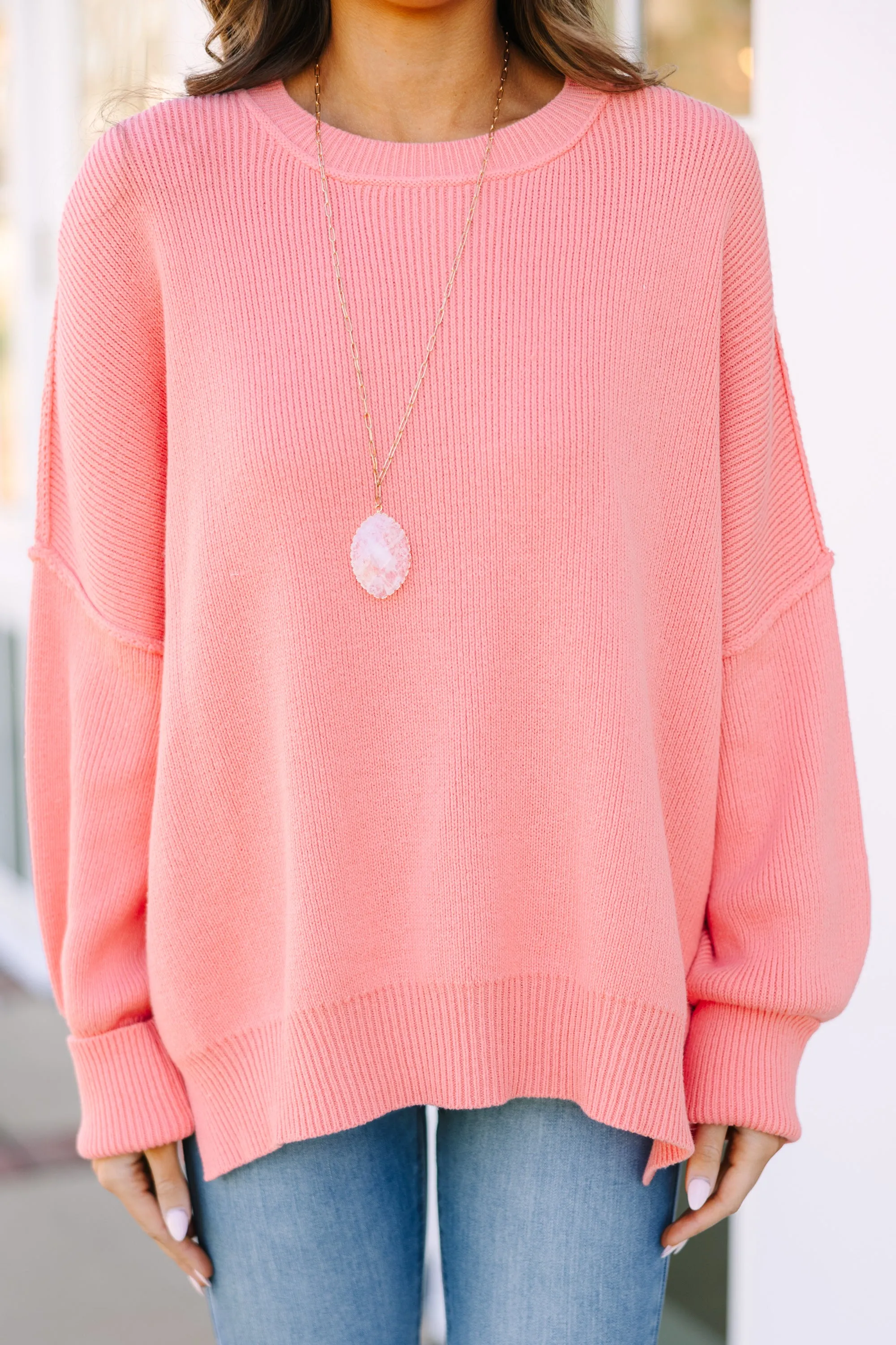 Give You Joy Coral Pink Dolman Sweater