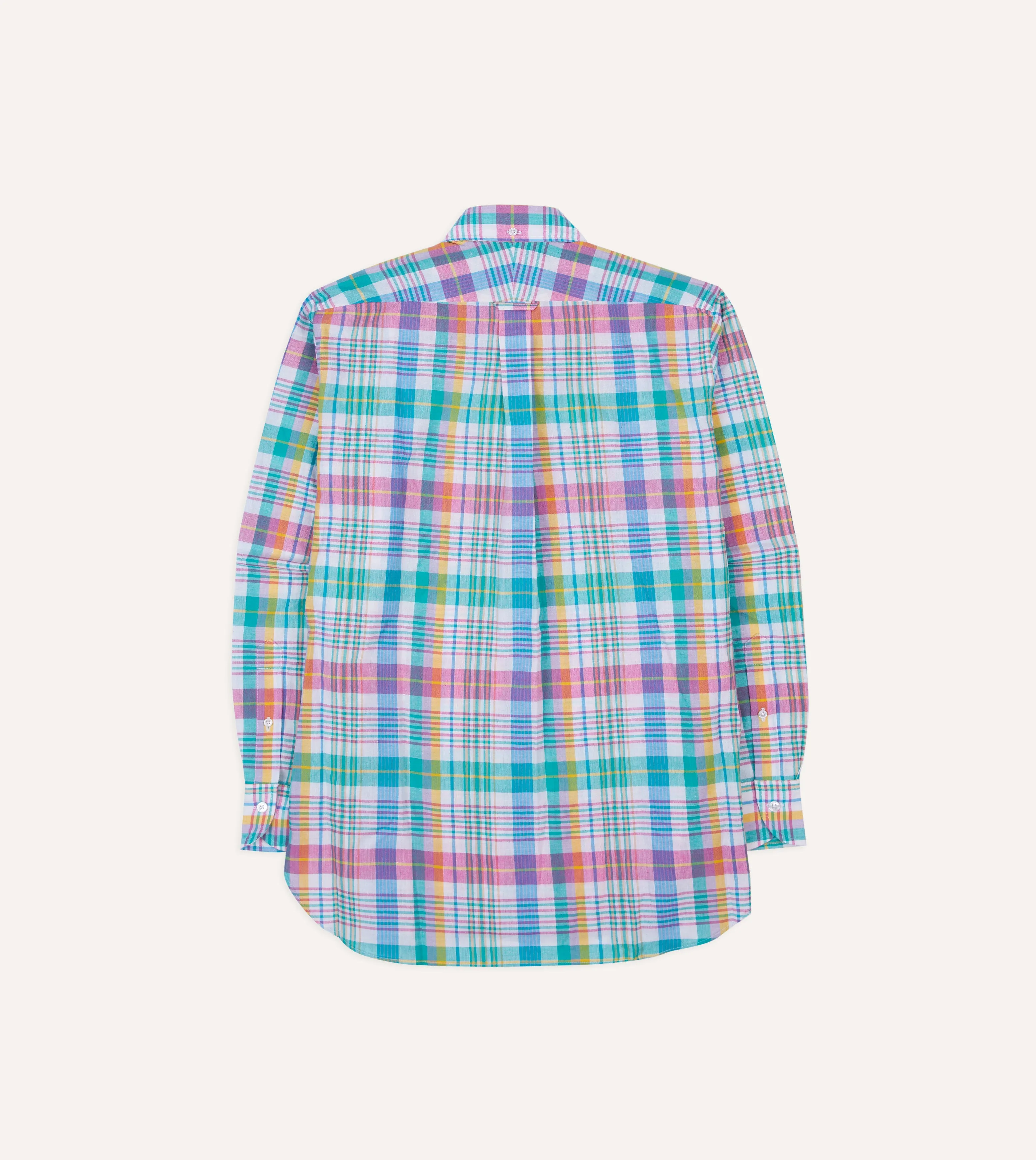 Green Madras Check Cotton Button-Down Shirt