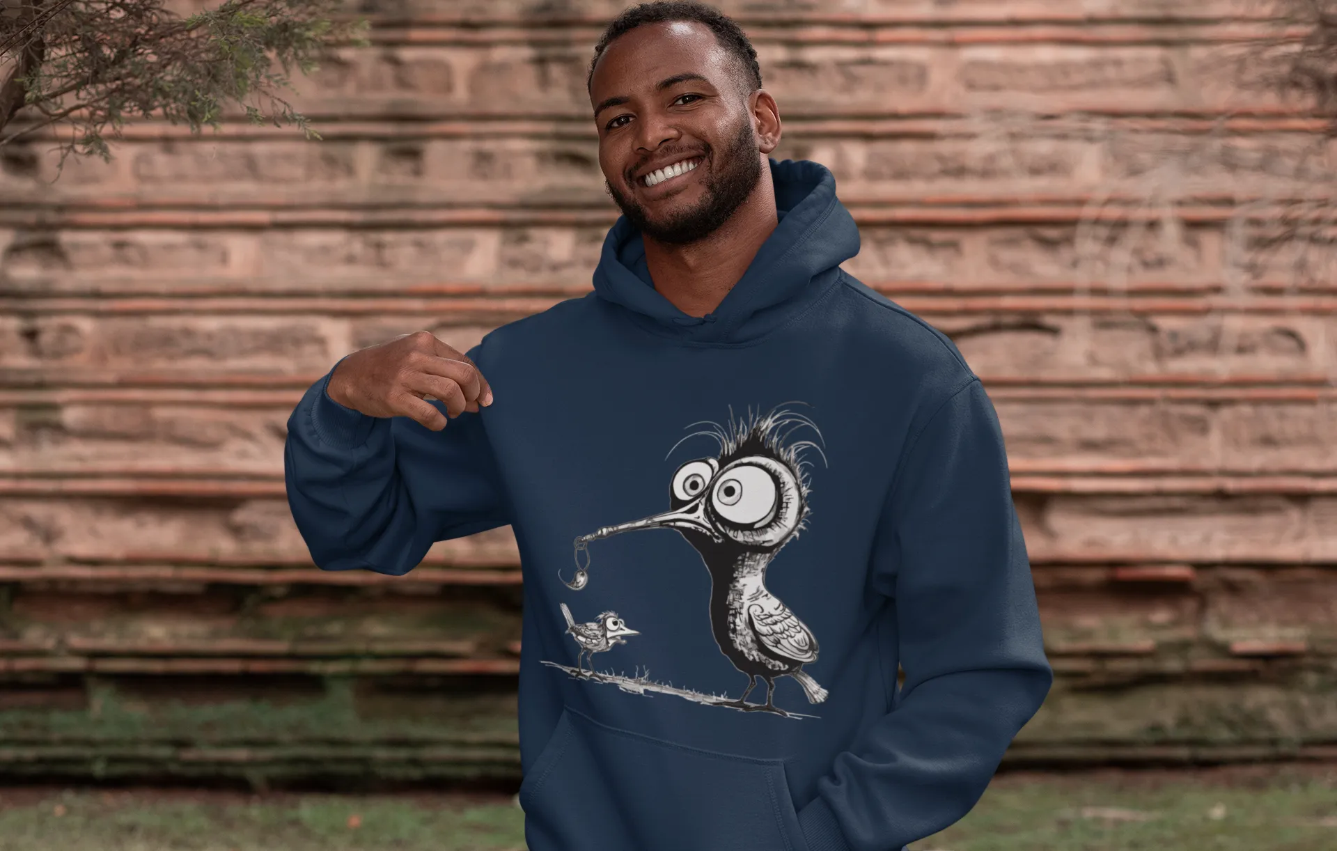 Herren Hoodie mit Vogelmotiv "Amsel & Spatz"