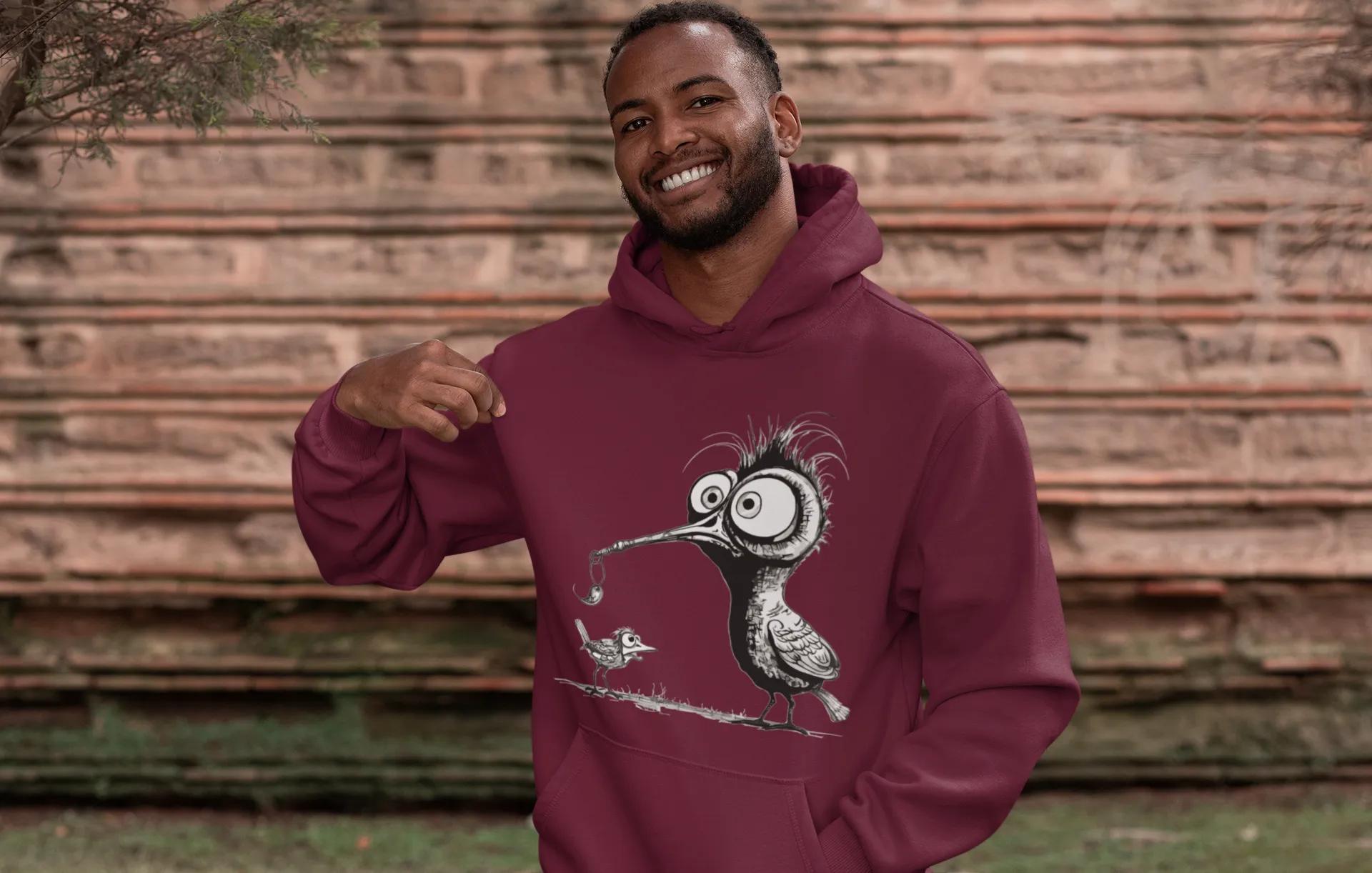 Herren Hoodie mit Vogelmotiv "Amsel & Spatz"