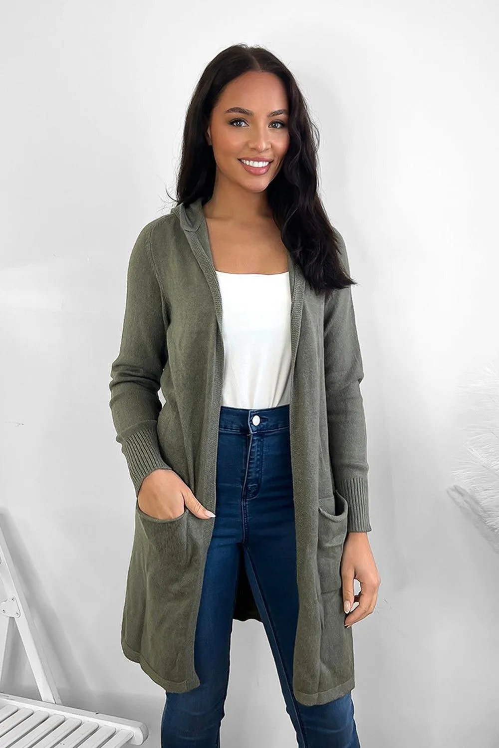 Hooded Fleece Cardigan With Pockets