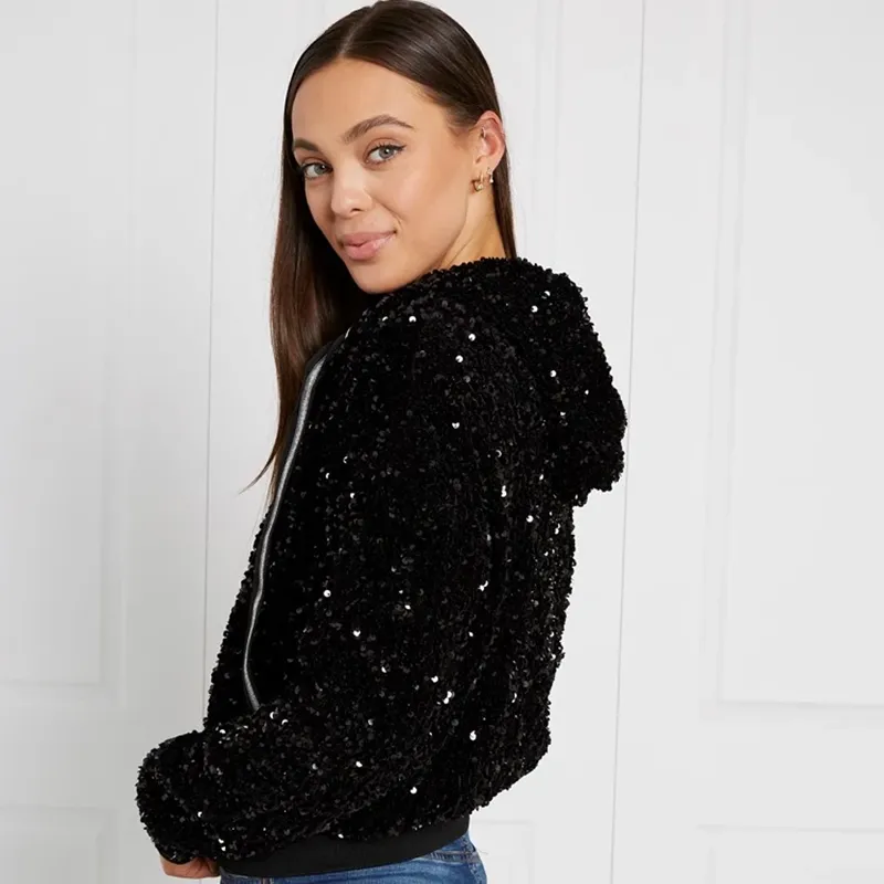 Hoodie Sequin Jacket