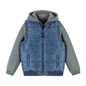 Infant Textured Blue & Grey Hoodie/Vest Combo  | Blue