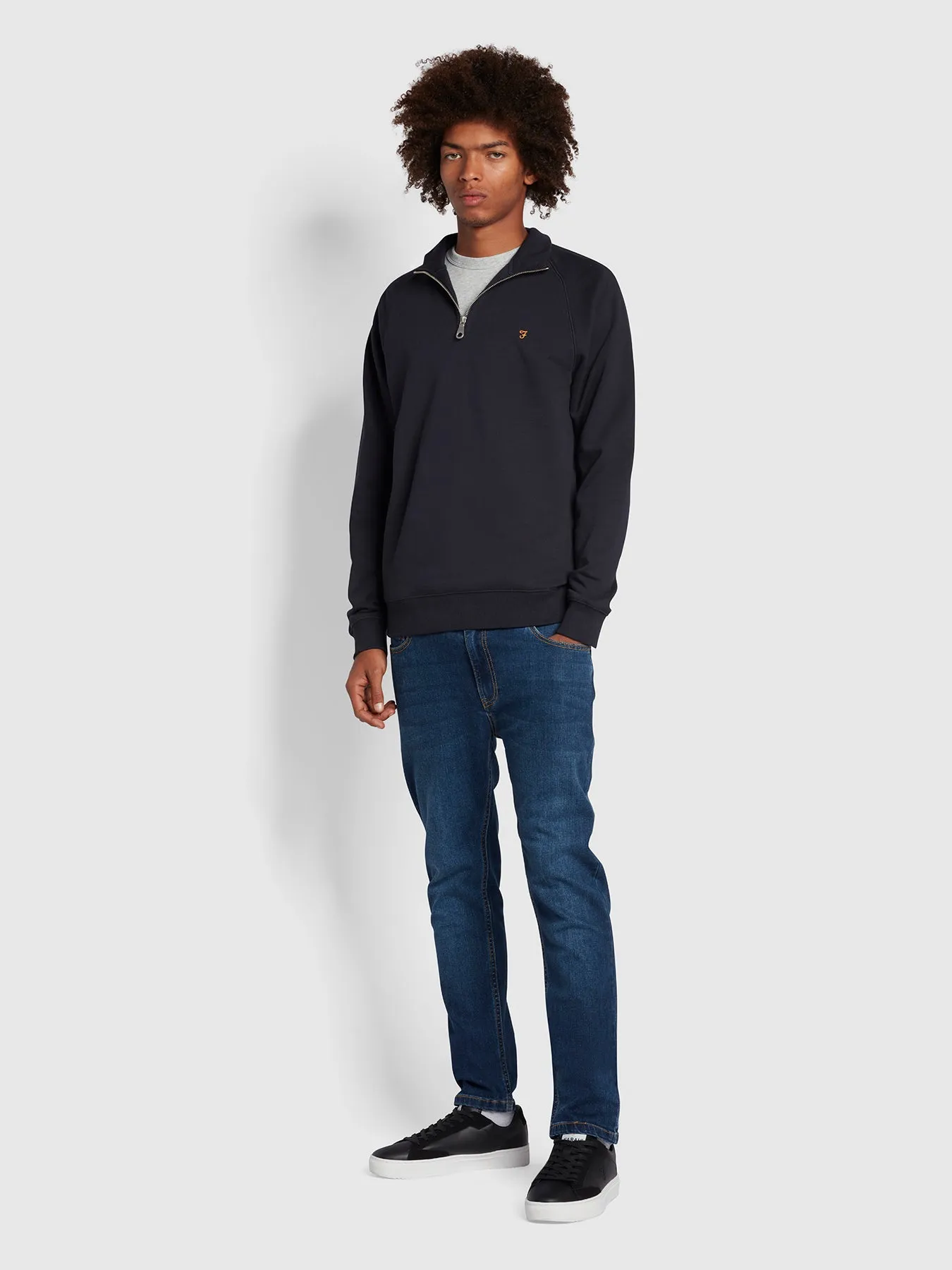 Jim Organic Cotton Quarter Zip Sweatshirt In True Navy