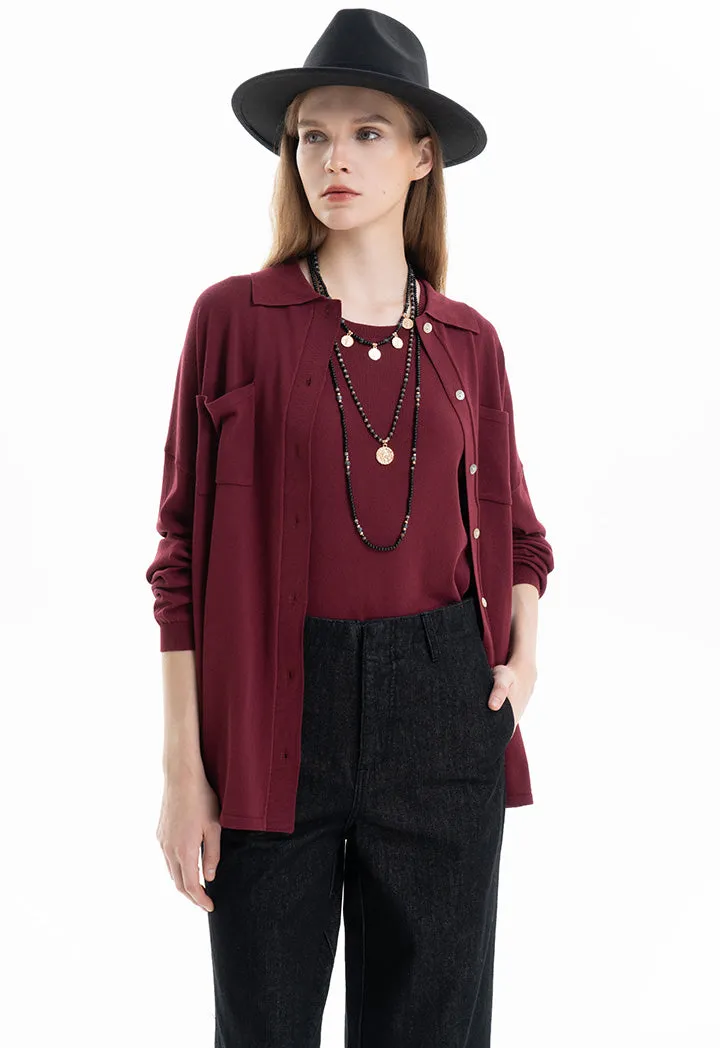 Knitted Button Down Solid Shirt