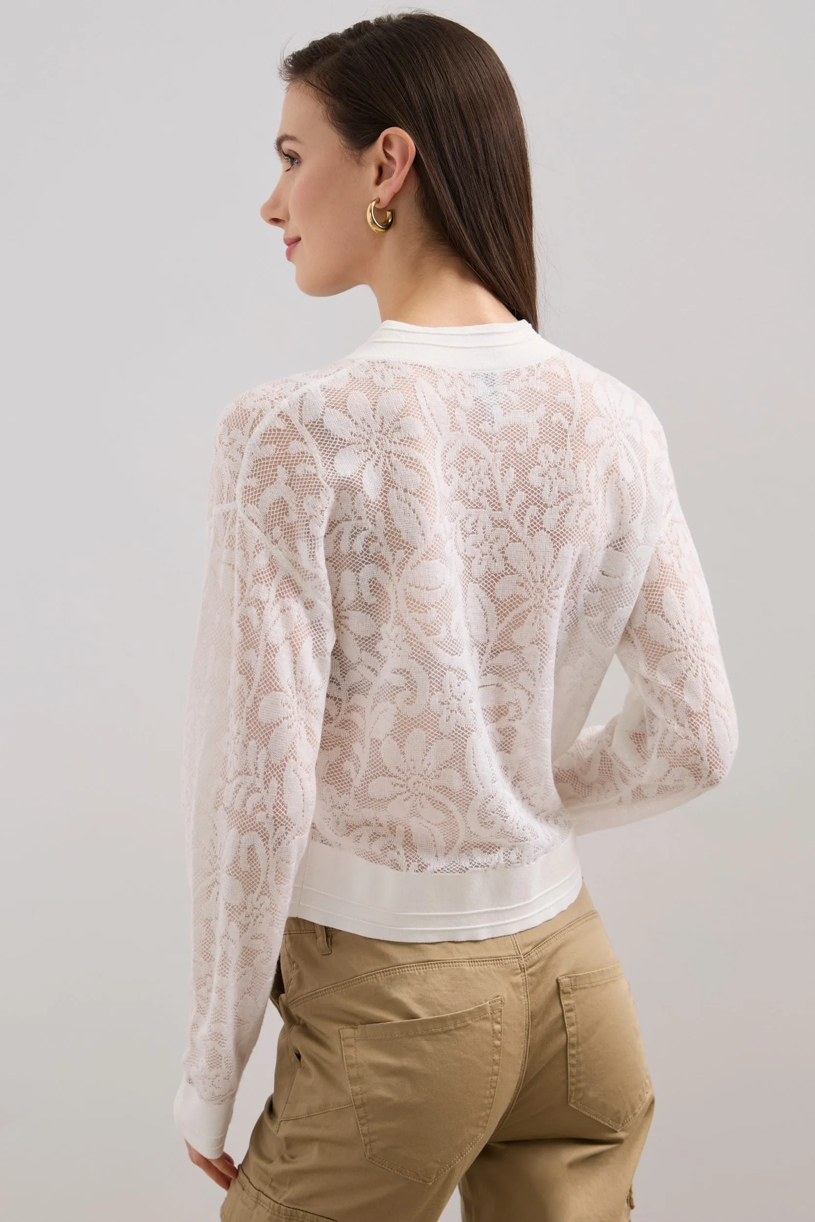 Lace effect cardigan with zipper