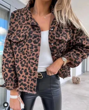 Leopard Denim Coat