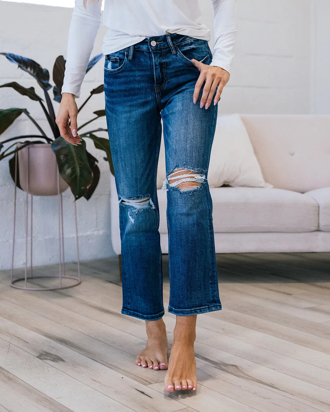 Lovervet Enough For Me Distressed Straight Jeans