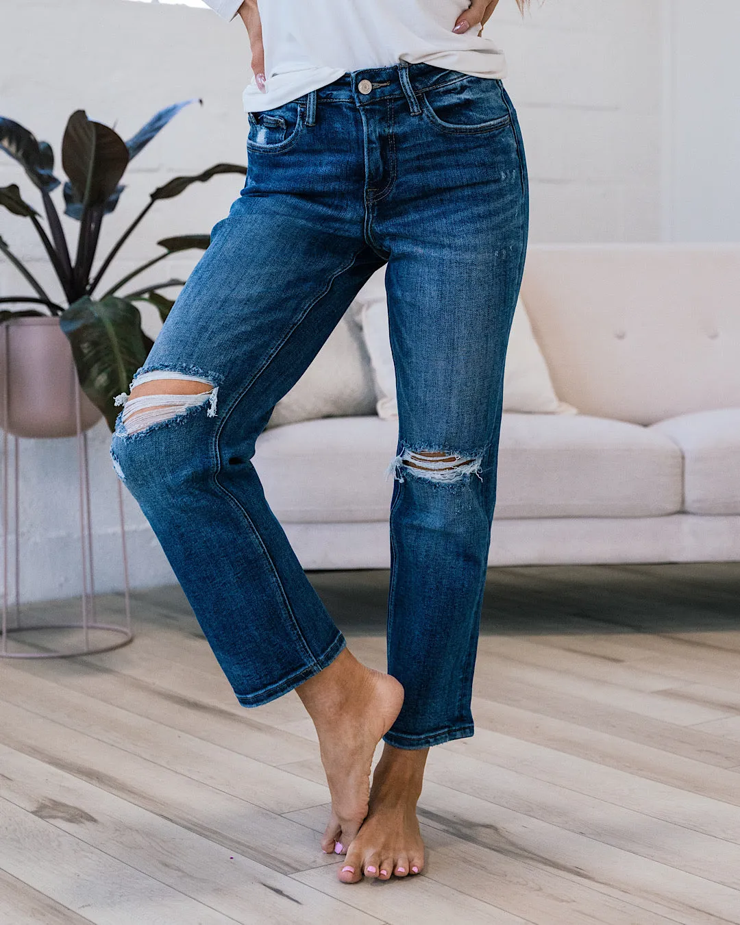 Lovervet Enough For Me Distressed Straight Jeans