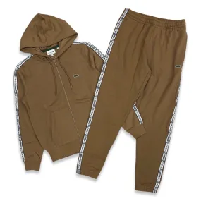 Men’s Fleece Stripe Jogging Set In Beige