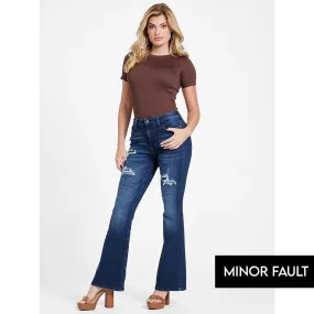 (Minor Fault) Blue Ripped High Rise Flare Jeans