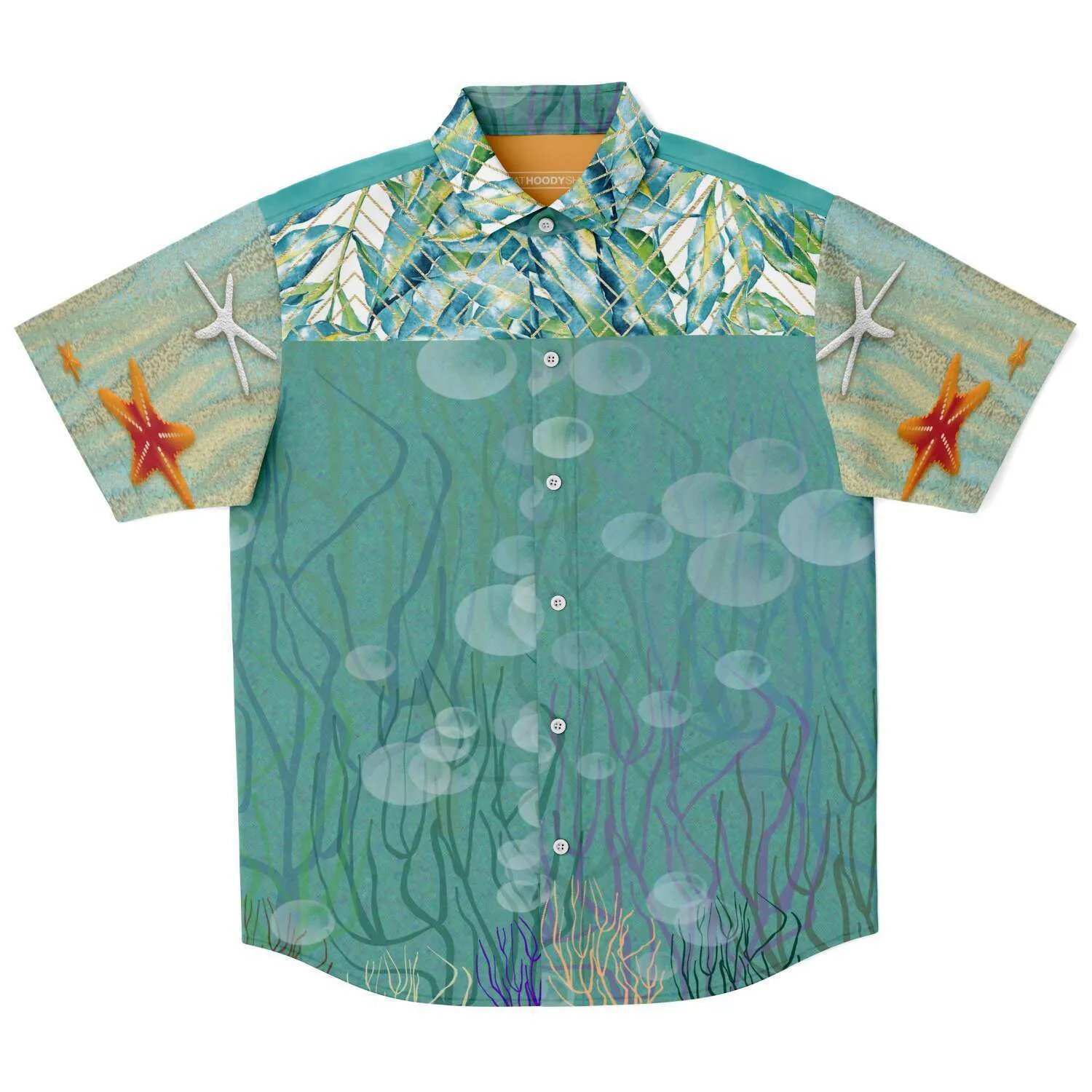 My Little Mermaid Short Sleeve Button Down Shirt