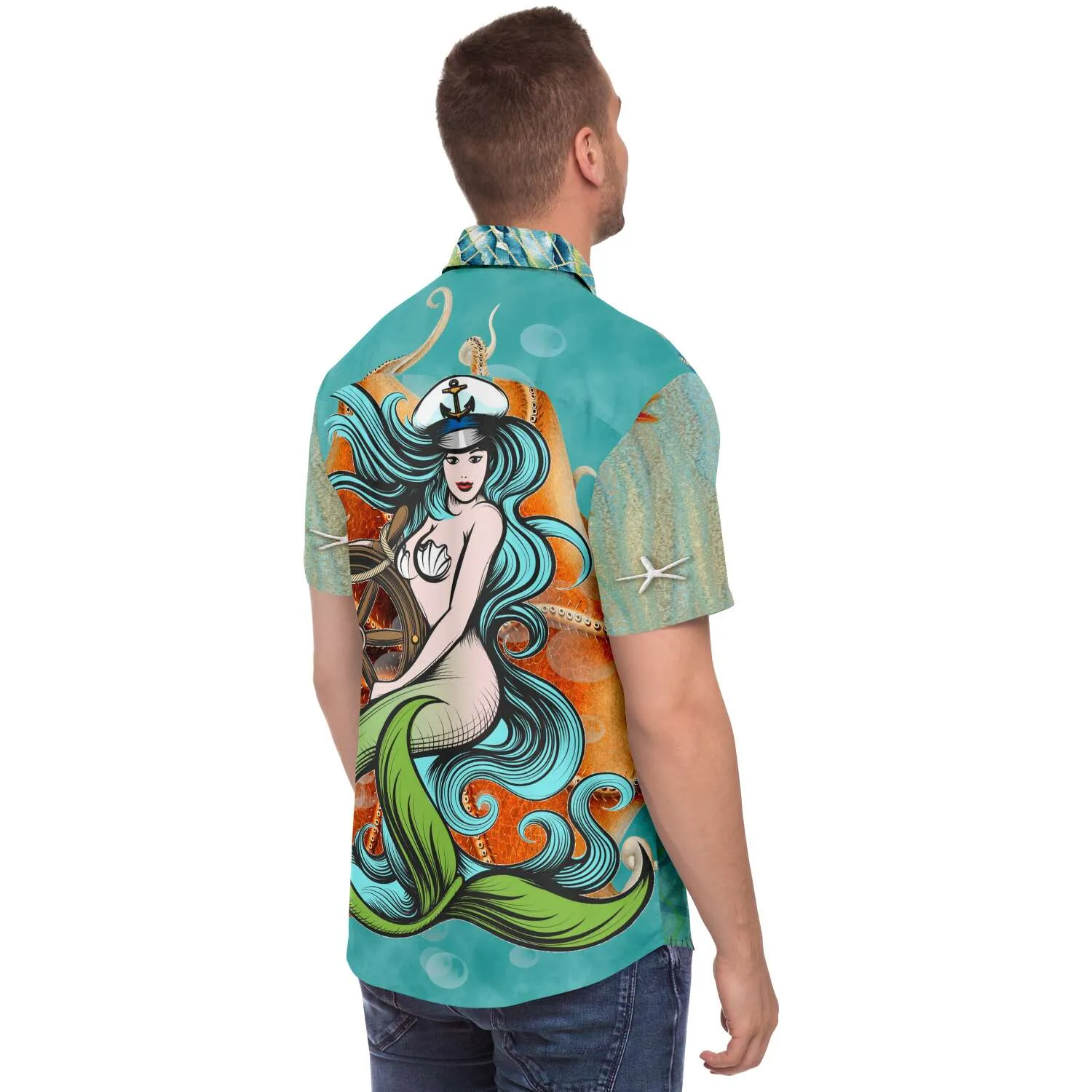 My Little Mermaid Short Sleeve Button Down Shirt