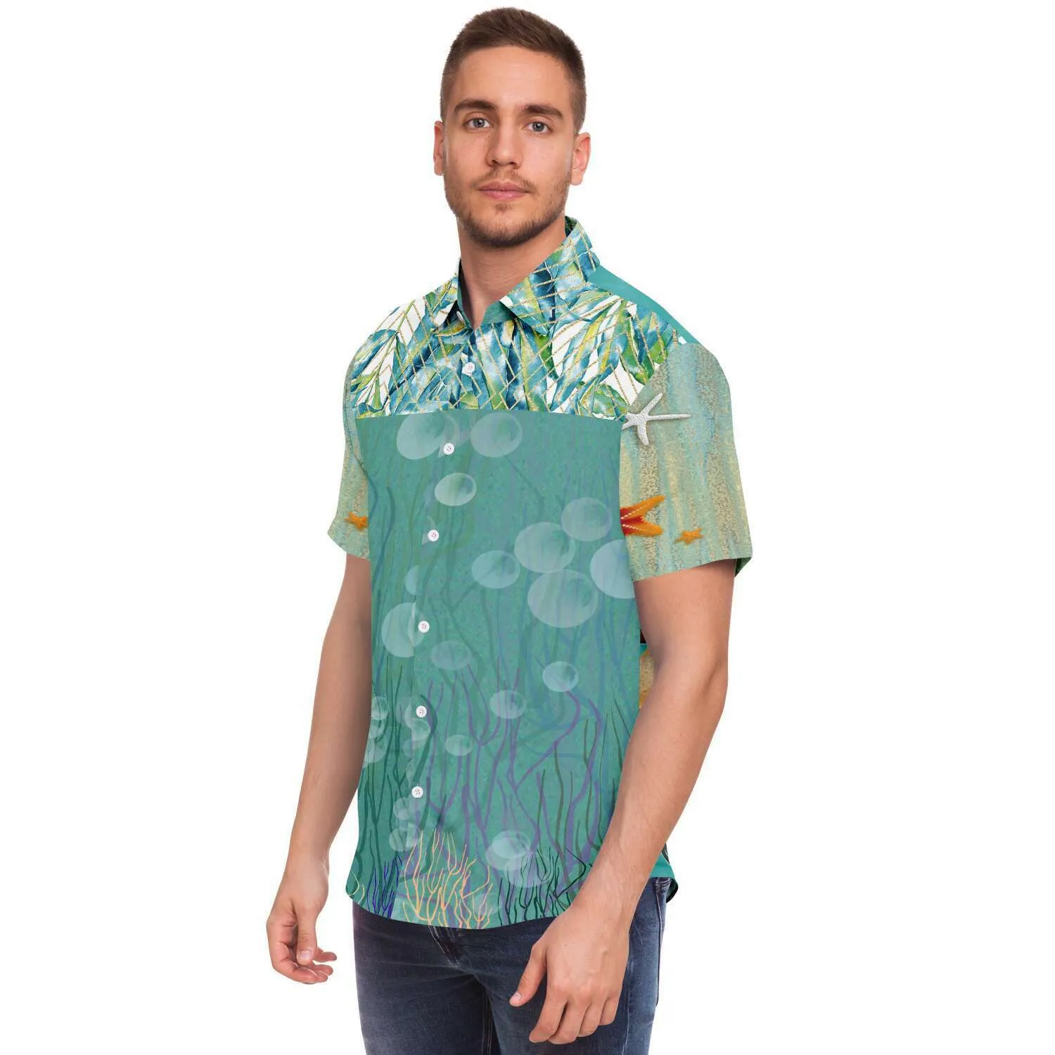 My Little Mermaid Short Sleeve Button Down Shirt