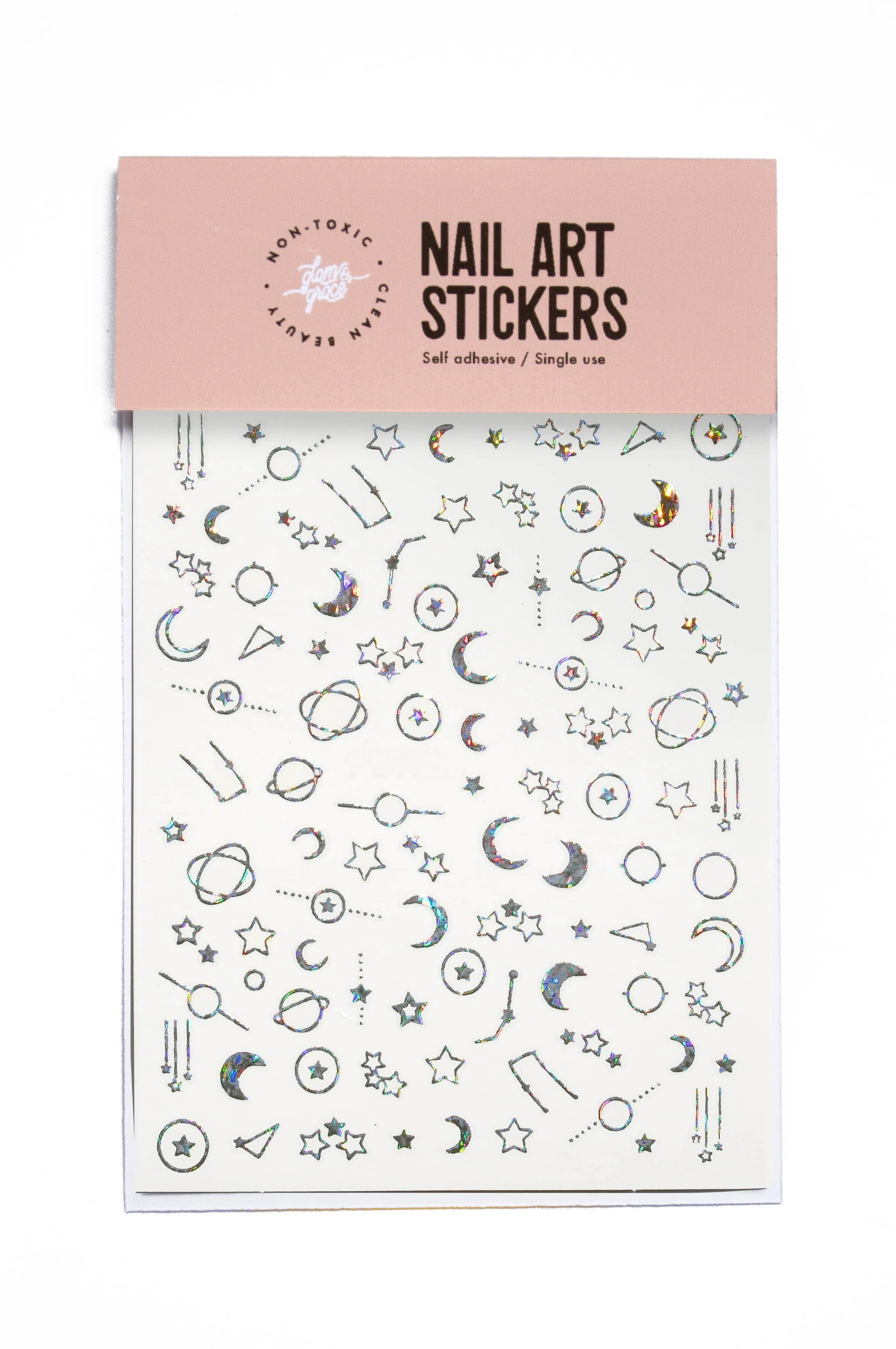 Nail Art Stickers - Holographic Celestial Silver