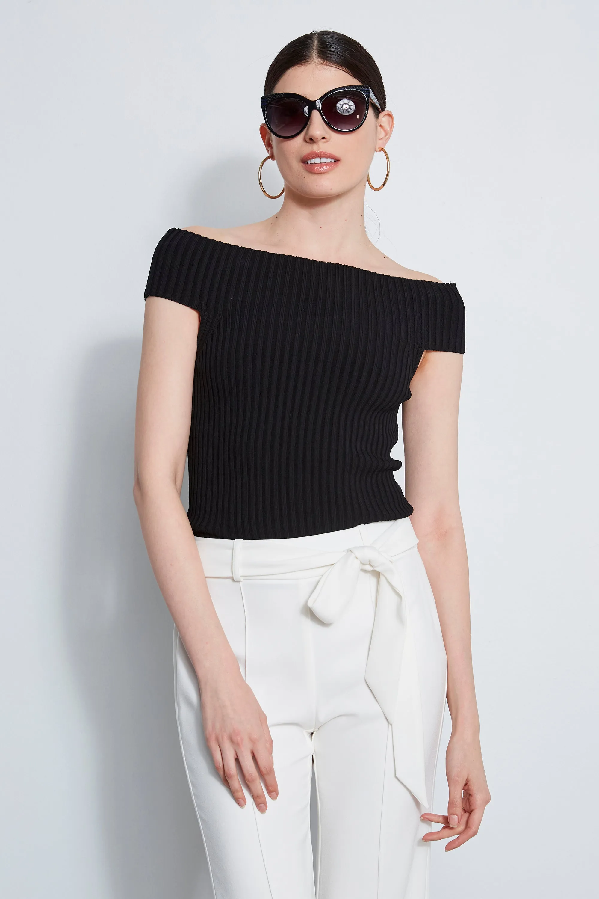 Off Shoulder Rib Sweater