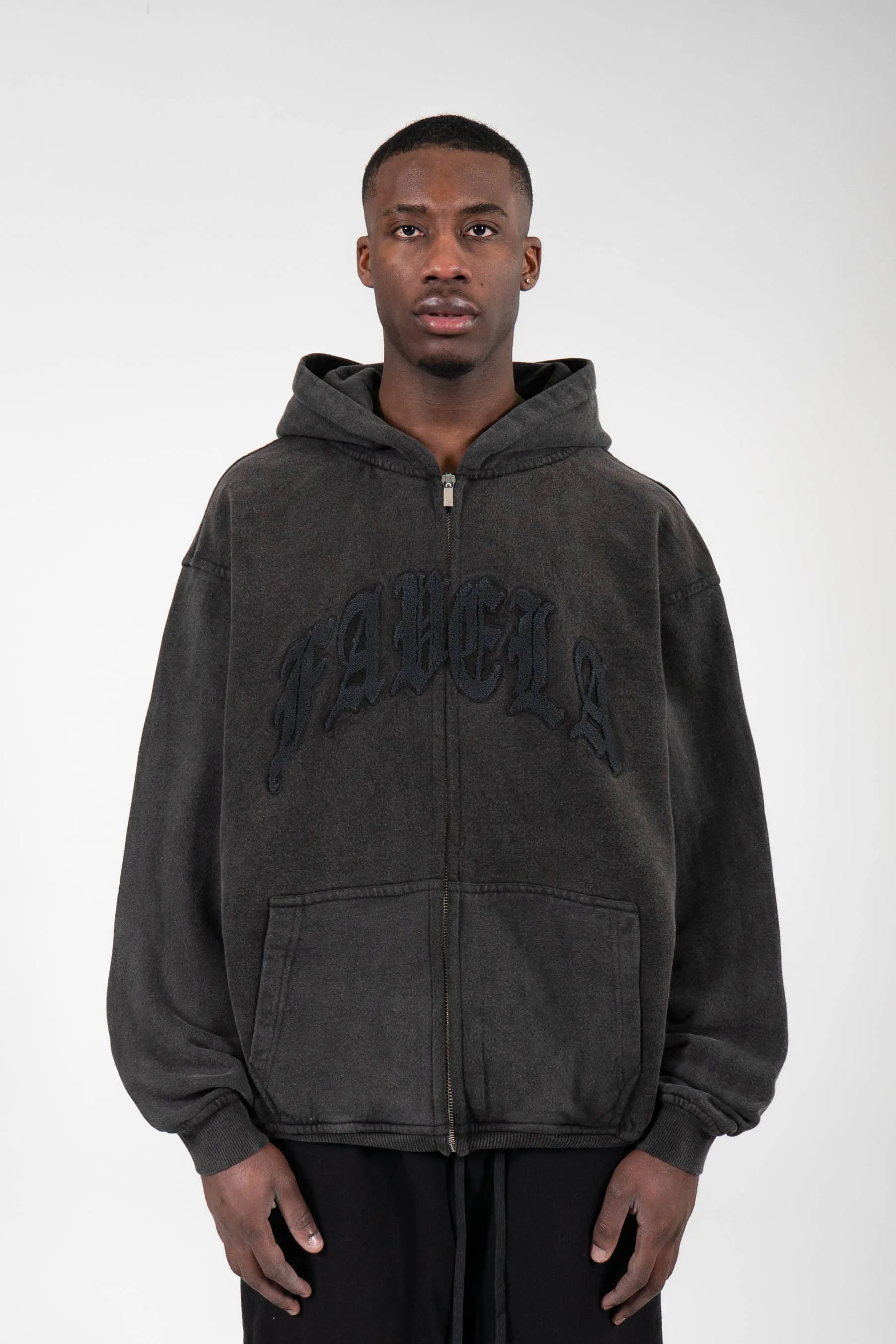 OLD ENGLISH BLACK WASHED FRONTZIP