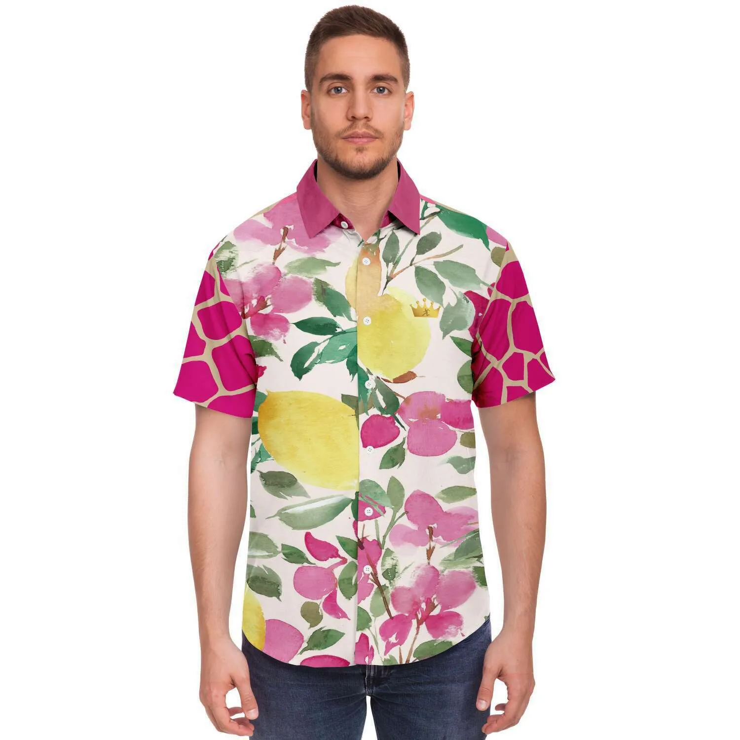 Pink Lemonade Short Sleeve Button Down Shirt