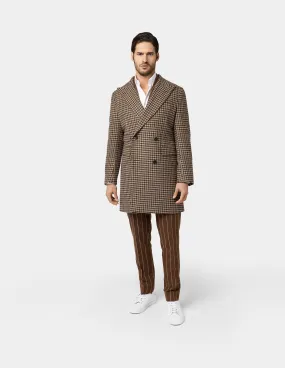 Plaid Brown Double-breasted Coat