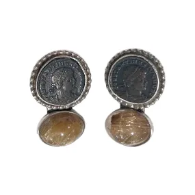 REBECCA COLLINS- Antique Coin & Stone Earrings