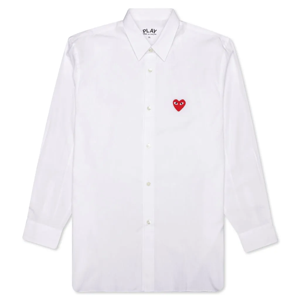 Red Emblem Button Down - White