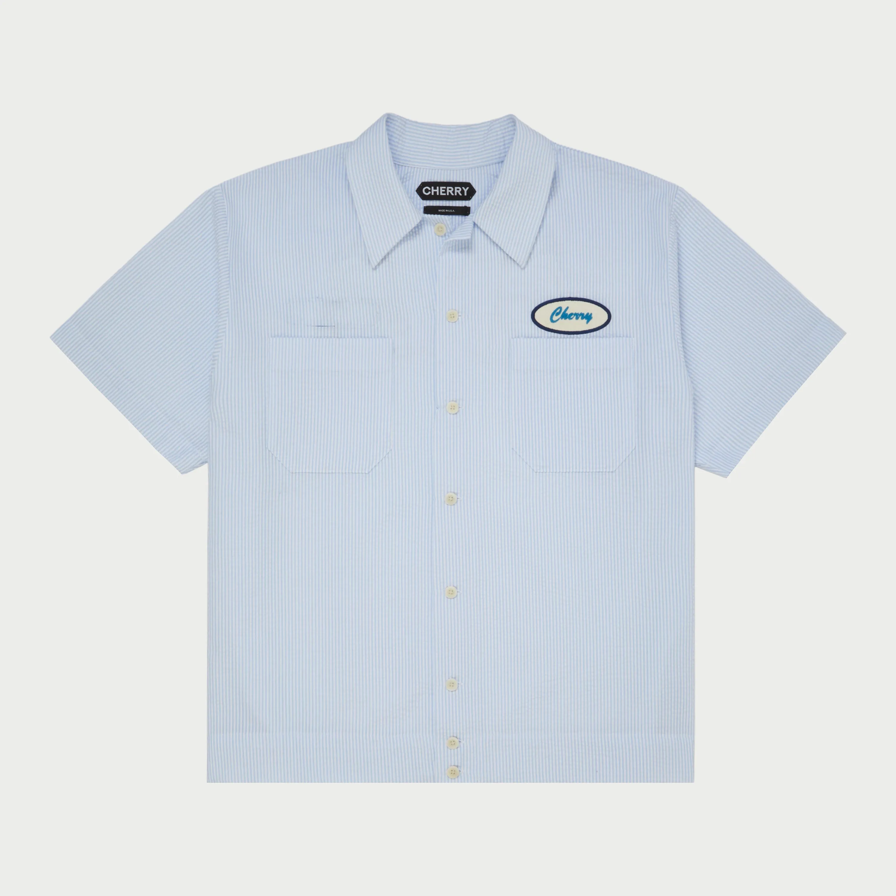 Seersucker Mechanic Shirt (Blue)