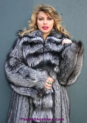 Sensational Solid Silver Fox Canadian Fur Coat 94 Sweep M/L