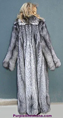 Sensational Solid Silver Fox Canadian Fur Coat 94 Sweep M/L