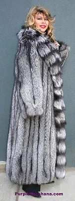 Sensational Solid Silver Fox Canadian Fur Coat 94 Sweep M/L