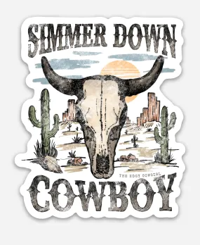 Simmer Down Cowboy Sticker