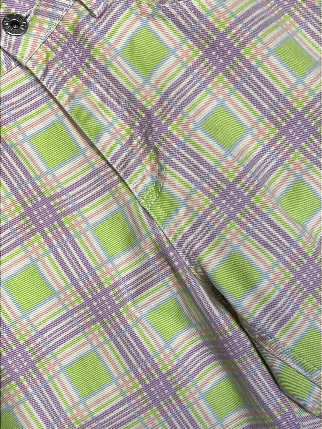 Size 28 - Ragged Pastel Green Plaid Jeans