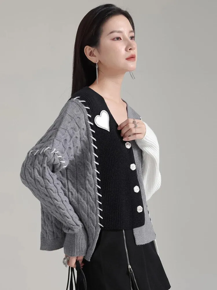 Statsa Knit Patchwork Sweater